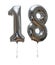 Silver number 18 party balloons isolated on a white background