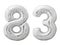 Silver number 83 eighty three made of inflatable balloon isolated on white