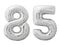 Silver number 85 eighty five made of inflatable balloon isolated on white