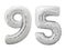 Silver number 95 ninety five made of inflatable balloon isolated on white