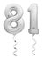 Silver number eighty one 81 made of inflatable balloon with ribbon on white