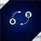 Silver Oil exchange, water transfer, convert icon isolated on dark blue background. Vector Illustration