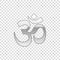 Silver Om or Aum Indian sacred sound isolated on transparent background. Symbol of Buddhism and Hinduism religions. The