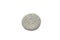 A silver one piso coin from the Philippines on a white background