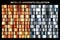 Silver and orange bronze glossy gradient, metal foil texture. Color swatch set. Collection of high quality vector