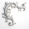 Silver Ornate Design On White Wall: 3d Classical Romanticism Corner Element