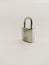 silver padlock made of iron on a white background