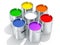 Silver Paint Buckets - Color wheel - 3D Rendering