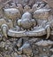 The silver pattern carve design on the wall temple at Chiang Mai Thailand.