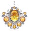 Silver pendant with amber gems