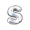 Silver perl foil balloon, inflated alphabet symbol S