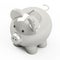 Silver piggy bank isolated on white background, 3d render illustration