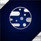 Silver Planet Mars icon isolated on dark blue background. Vector Illustration