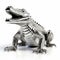 Silver Plated Crocodile Figurine With Realistic Metal Texture