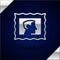 Silver Postal stamp icon isolated on dark blue background. Vector
