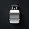 Silver Propane gas tank icon isolated on black background. Flammable gas tank icon. Long shadow style. Vector