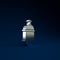Silver Propane gas tank icon isolated on blue background. Flammable gas tank icon. Minimalism concept. 3d illustration