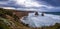 Silver rays of the moon light. Wide panorama at night Twelve Apostles Sea Rocks near Great Ocean Road, Port Campbell National Park