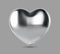 Silver realistic heart. Vector illustration of metal heart shaped. Silver glittering heart shape isolated on transparent