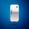 Silver Refrigerator icon isolated on blue background. Fridge freezer refrigerator. Household tech and appliances. Vector