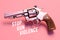 A silver revolver on a pink background. Generative AI image. Stop gun violence.