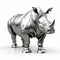 Silver Rhino 3d Model With Precisionism Influence