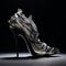 Silver Ribbon High Heel Shoe With Fluid Glass Sculpture Design