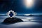 Silver ring with blue sapphire gemstone ai generated image.
