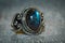 Silver ring with labradorite