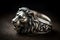 Silver ring with lion on a black background. Luxury jewelry Ai generative