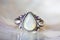 Silver ring with opal mineral gemstone
