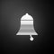 Silver Ringing bell icon isolated on black background. Alarm symbol, service bell, handbell sign, notification symbol