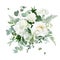 Silver sage green and white flowers vector design spring herbal bouquet