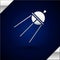 Silver Satellite icon isolated on dark blue background. Vector Illustration