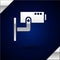 Silver Security camera icon isolated on dark blue background. Vector Illustration