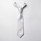 Silver Silk Tie On White Surface: Matte Photo By Kazuki Takamatsu