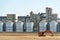 silver silos on agro manufacturing plant for processing drying cleaning and storage of agricultural products, flour, cereals and