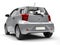 Silver small urban modern electric car - taillight view