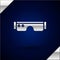 Silver Smart glasses mounted on spectacles icon isolated on dark blue background. Wearable electronics smart glasses