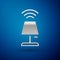 Silver Smart table lamp system icon isolated on blue background. Internet of things concept with wireless connection