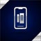 Silver Smartphone, mobile phone icon isolated on dark blue background. Vector Illustration