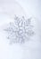 Silver snowflake in snow