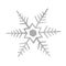Silver snowflake for winter design. Hand drawn snowflake isolated on whit background. Silver snowflake icon. Drawing snow. Symbol