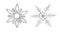 Silver snowflake for winter design. Hand drawn snowflake isolated on whit background. Silver snowflake icon. Drawing snow. Symbol