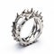 Silver Spike Ring With Jagged Edges - Industrial And Technological Style