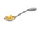 Silver spoon full of spices or porridge, flour or yogurt. Vector flat cartoon illustration