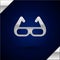 Silver Sport cycling sunglasses icon isolated on dark blue background. Sport glasses icon. Vector