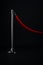 Silver stanchions with a red rope