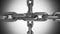 Silver steel metal cross chains rotating seamless loop animation 3d motion graphics background new quality industrial