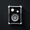 Silver Stereo speaker icon isolated on black background. Sound system speakers. Music icon. Musical column speaker bass